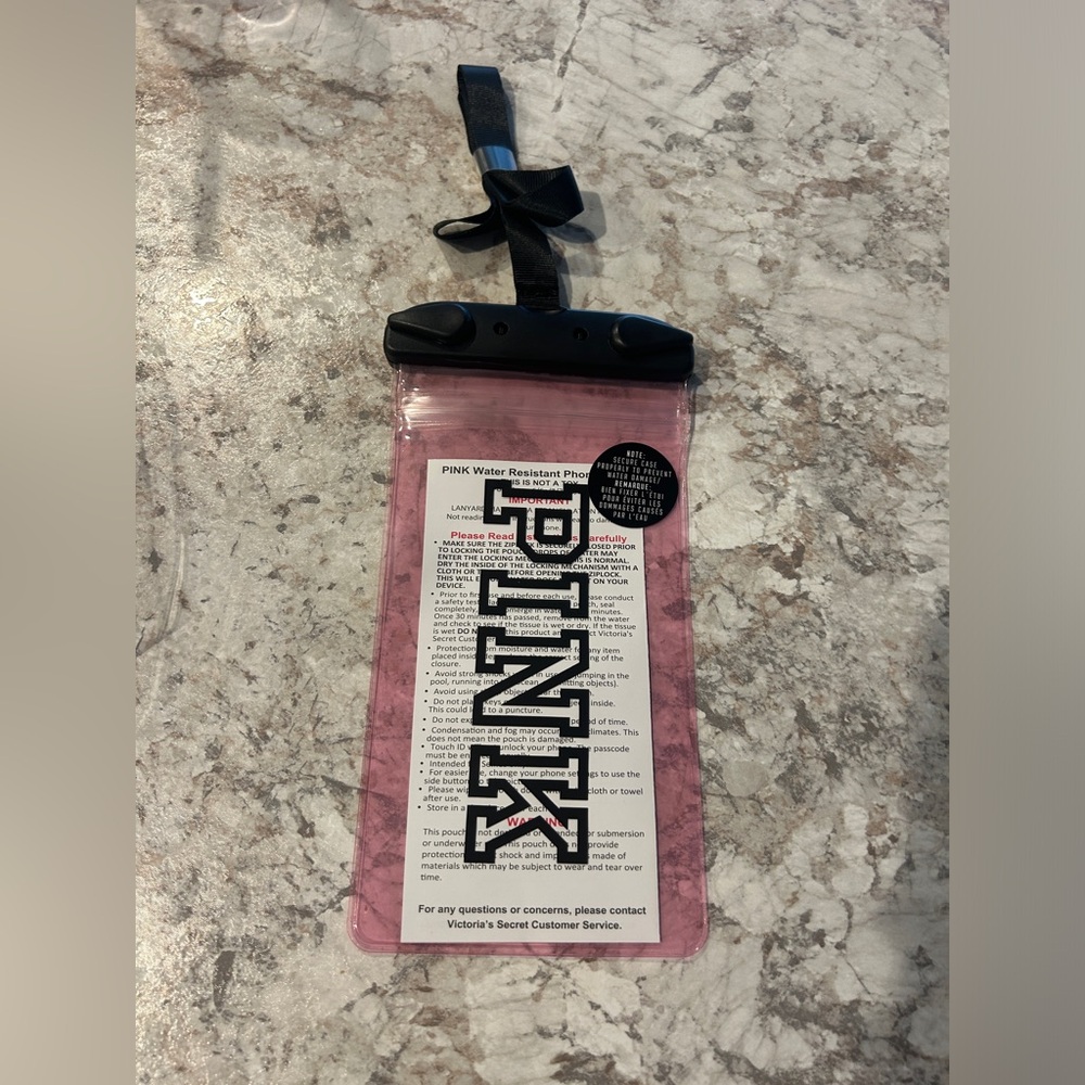 Victoria’s Secret PINK Lanyard Water resistant pouch, Clear Pink Logo New